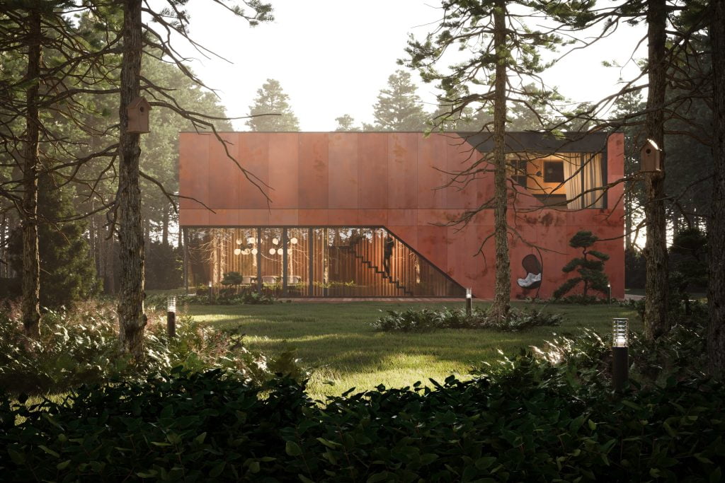 Corten house in the forest